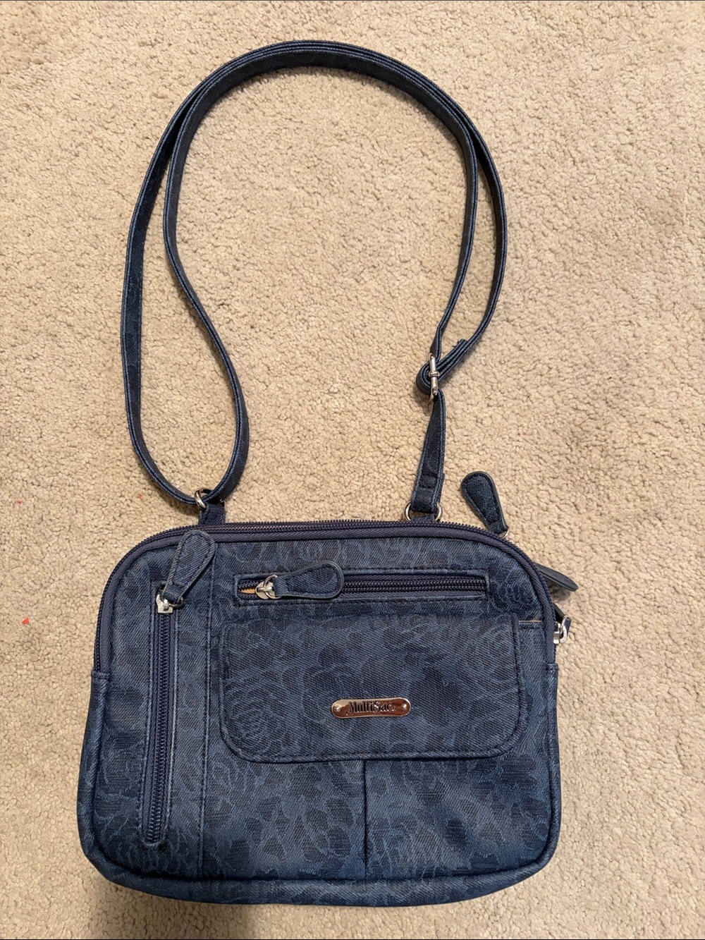 Navy Floral Crossbody Bag by MultiSac
